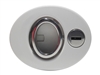 Southco Mobella MP-03-110-770 Beetle latch, with a key lock, in a white and stainless steel finish.